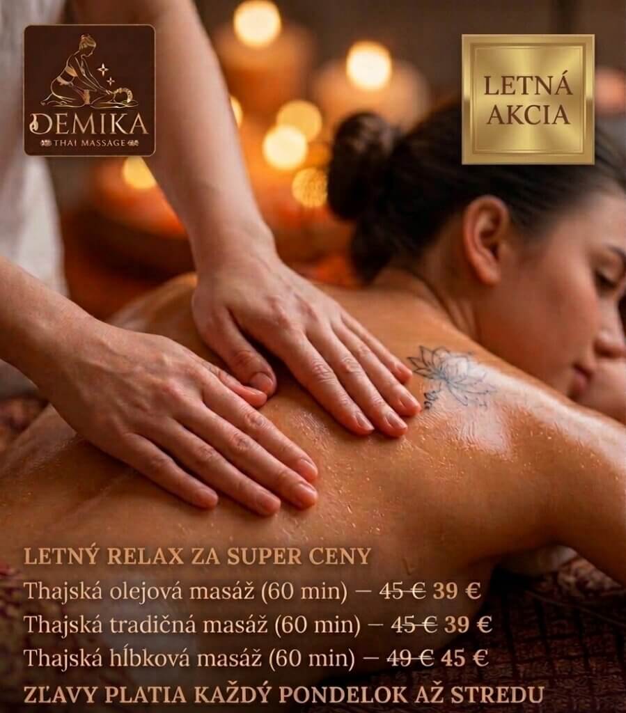 Letná akcia Thajké masáže Demika
